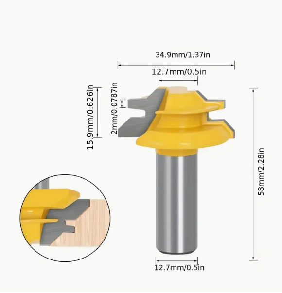 Broca de Enrutador de Encaje de 45 Grados